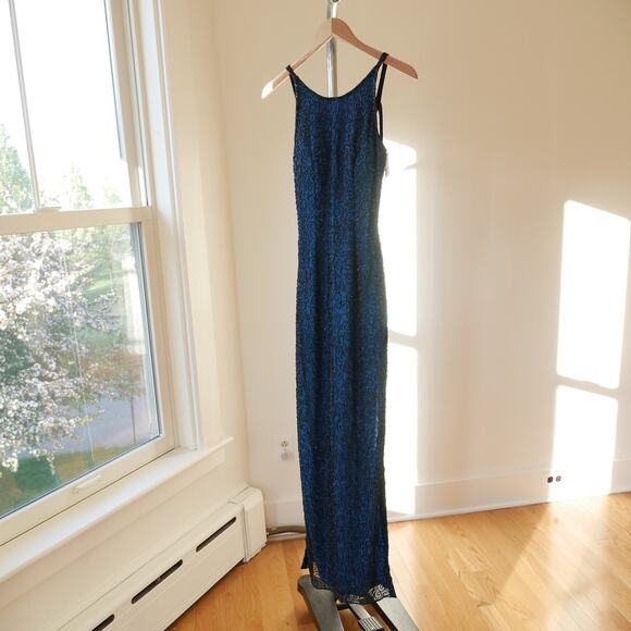 Hand-Beaded Silk Gown Y2K Vintage Prom Dress Evening Gown Mermaid-Core – Rare - Picture 7 of 10